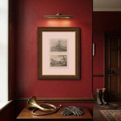 Hawaii Religious Site & Village Engravings, Owhyhee, Cook Voyage, c.1790, shown framed on a wall