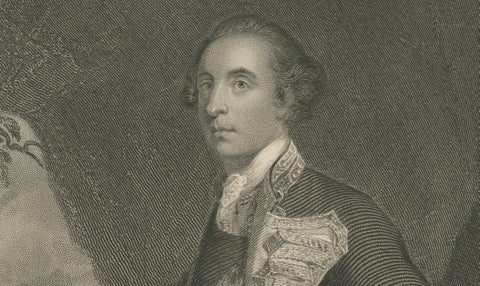Antique Portrait Lord Rodney, British Naval Hero Engraving c.1850, close-up 3