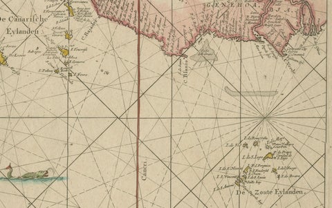 1717 Johannes Van Keulen Sea Chart of the Eastern Atlantic, Amsterdam to Gambia, close-up 2