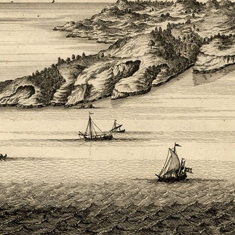 Rare Engraving of the Coast of Dabhol or Dabul, Ratnagiri, Maharashtra in India, close-up 2