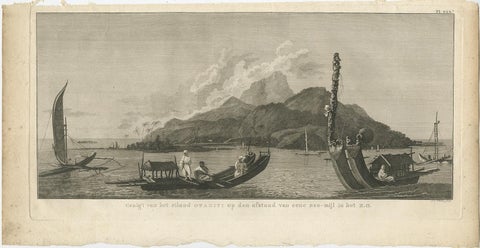 View of the Island of Tahiti, with Outrigger Canoes and Sailing Catamarans, 1803, view 2