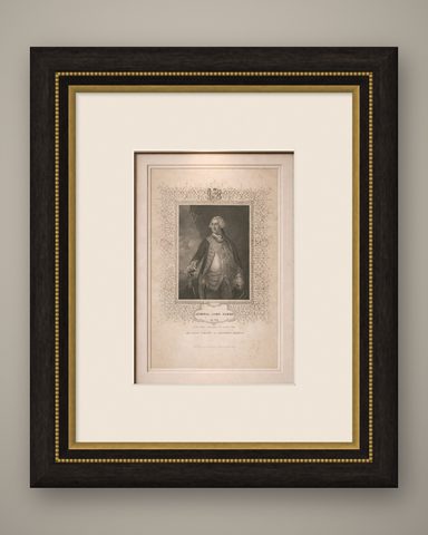 Antique Portrait Admiral Lord Hawke, British Naval Hero Engraving c.1850, shown framed