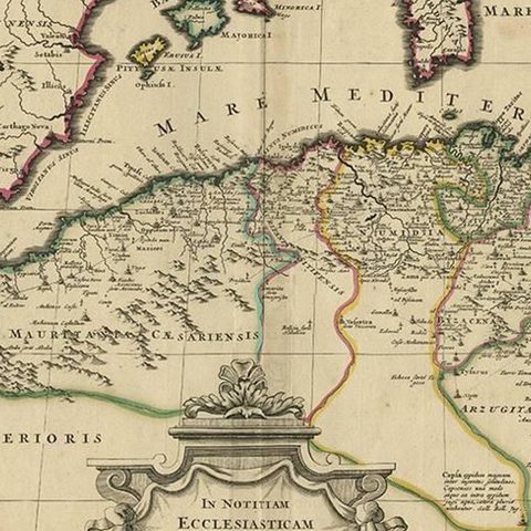 Antique Map of the Northern Coast of Africa and Southern Europe, circa 1745, close-up 2